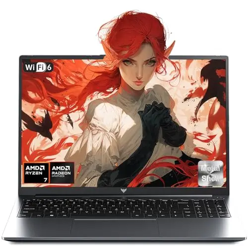 PC Portable Gamer 16,1" - Ordinateur Portable Ryzen 7 H255 (jusqu'à 4,90 GHz), 8C/16T - 4800MHz 16Go DDR5*2 + 512Go SSD M.2, écran FHD 1200p, HDMI,WiFi 6, Radeon 780M 12C, Clavier Rétroéclairé