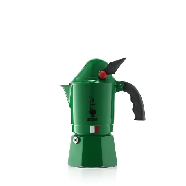 Bialetti - Moka Express Alpina: La Cafetière Expresso Classique, La Cafetière Moka 3 Tasses (130 Ml), Aluminium, Vert