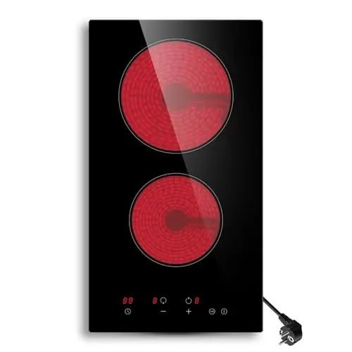 STARCHARTS Plaque Vitrocéramique 2 Feux Encastrable, 52x29cm 3000W, Plaque de Cuisson Électrique avec Contrôle Tactile, 9 Niveaux de Puissance, Minuterie 99min, Verrouillage Enfant