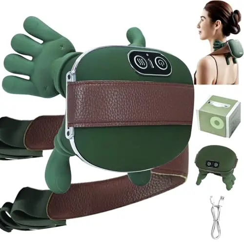 Masseur Cervical, Masseur Dos Et Cervicales Avec Chaleur, Appareil de Massage Bionique 4D pour le Cou Sans Fil, Ergonomique Coussins de Nuque Massants, Cadeaux Pour Maman, Femmes et Hommes