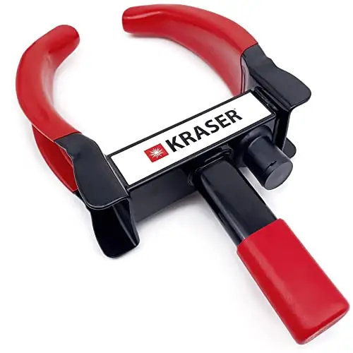 KRASER KR820 Antivol Voiture Sabot Roue, N1 Allemagne, Haute Sécurité Serrure Anti-Perçace, Antivol Caravane Visible Dissuasif, Blocage Anti vol Universel Réglable 18-29 cm Auto, Camping Car, Remorque