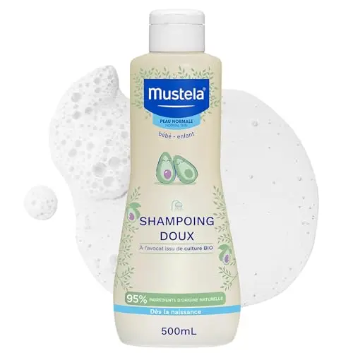 Mustela - Shampoing Doux Bébé - Nettoyage en Douceur Dès la Naissance et Démêle Facilement - Ne Pique pas les Yeux - 95% d'ingrédients d'origine naturelle- Shampooing Végan pour Peaux Normales