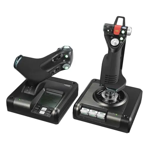 Logitech G Saitek X52 Pro Flight Système 3M avec Commande de Gaz à Pièces Métalliques et Joystick de Simulation, Ecran LCD, Double Suspension, Boutons Lumineux, 2 Connexions USB - Noir