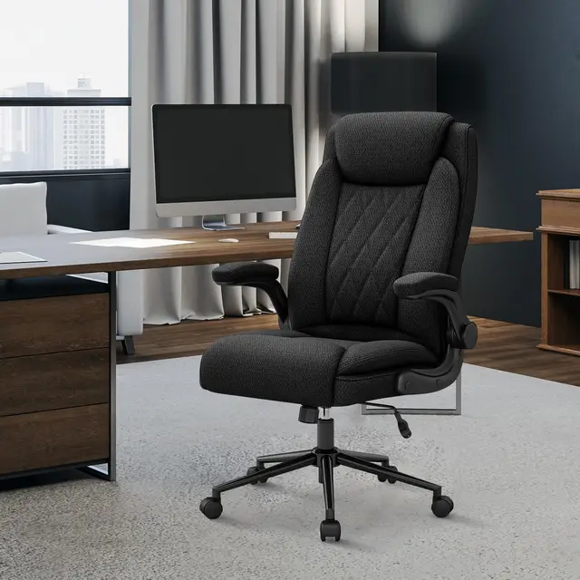 Youhauchair Chaise Bureau Ergonomique, Chaise de Bureau 200 kg pour Personnes de Grande Taille, Fauteuil de Bureau avec Accoudoirs Relevables, Fauteuil de Direction à Dossier Haut, Noir