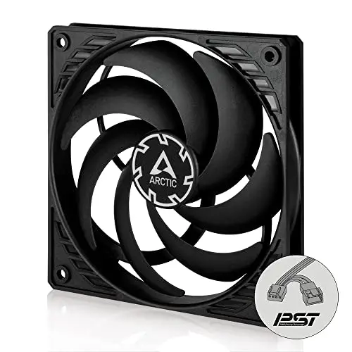 ARCTIC P12 Slim PWM PST - Ventilateur PC, 120 mm, Ventilateur Boitier Silencieux, Refroidisseur pour Unité Centrale, Pression Statique Élevée, Fonction de Partage PST, 300-2100 rpm - Noir