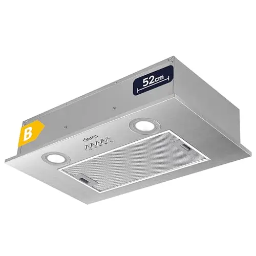 Ciarra Hotte Aspirante Encastrée - Hotte de Cuisine Intégrée - 300 m³/h - 52cm - Evacuation ou Recyclage - Filtre Charbon NON Inclus - 3 Vitesses - LED Eclairage - Inox - CBCS5913A