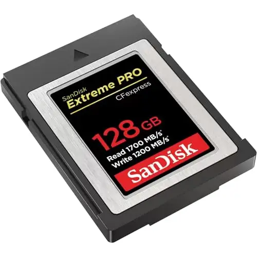SanDisk Extreme SD card PRO CFexpress Type B, 128 Go, jusqu'à 1 700 Mo/s, tourner des vidéos en 4K RAW