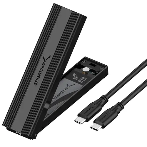 SABRENT Boitier SSD NVMe M.2, Adaptateur SSD M2 USB 3.2 Gen2 10Gbps, Boitier NVMe Externe en Aluminium Durable pour PCIe, M.2 SATA, M Key/M+B Key 2230/2242/2260/2280, Adaptateur USB (EC-SNVE)