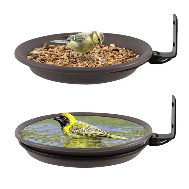 2 PCS Abreuvoir Oiseaux, Suspendre Mangeoire Oiseaux Exterieur Et Bain d'oiseaux, Abreuvoir pour Balcon, Distributeur Nourriture pour Oiseaux Sauvages, Baignoire Oiseaux (Noir)