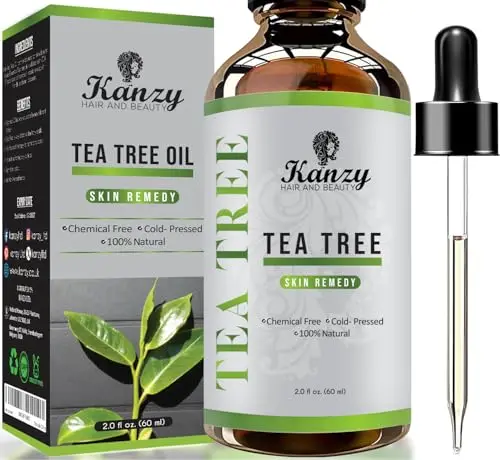 Kanzy Huile Essentielle Tea Tree 60ml Naturelle Vegan Huile Arbre à Thé pour le Visage, Ongles et les Soins de la peau Huile