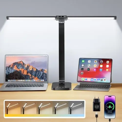 One Fire Lampe de bureau double tête LED