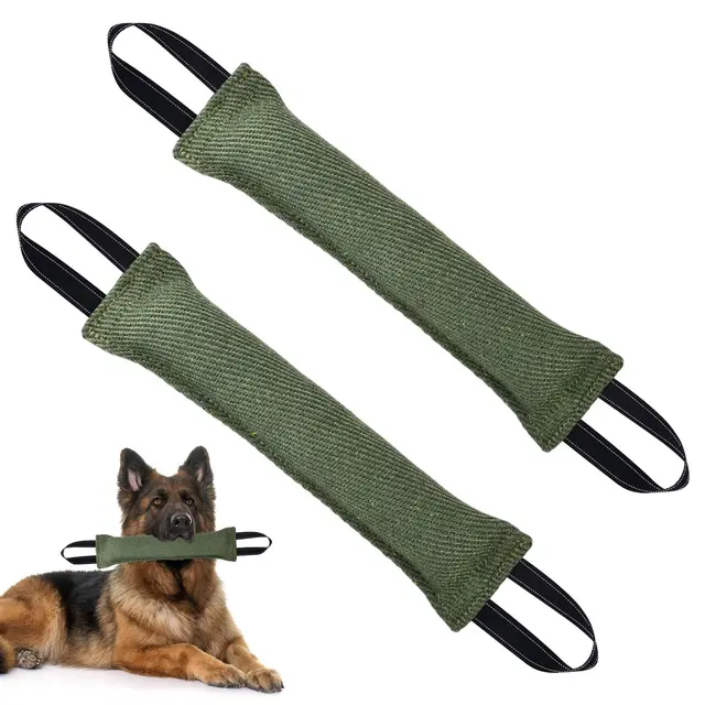 2Pcs Boudin À Mordre Jouet pour Chien 30 cm Boudin Mordant Chiens Jouet Remorqueur Morsure Chien Jouet Interactif d'entraînement pour Chiens avec 2 Anses pour le Tir à la Corde et Récupération (Vert)