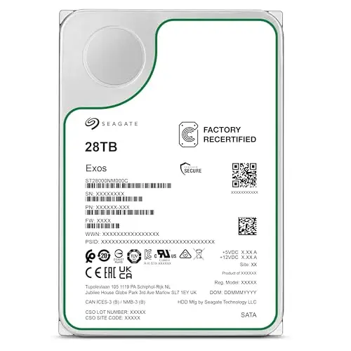 Seagate Exos 28To Serveur Interne Disque dur ST28000NM000C 3.5" HDD SATA 6 Gb/s 7200 tr/min 512 Mo de cache (Reconditionné)