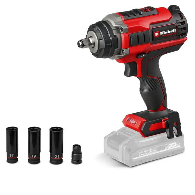 Einhell Professional Boulonneuse sans fil IMPAXXO 18/450 Power X-Change (18 V, 450 Nm, 3 niveaux de puissance, moteur sans charbon, porte-embout 1/2", avec jeu de douilles, sans batterie)
