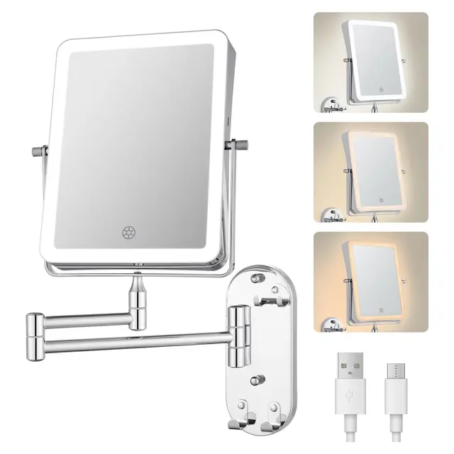 ANNWA Miroir Maquillage LED Grossissant 7X Mural Rechargeable