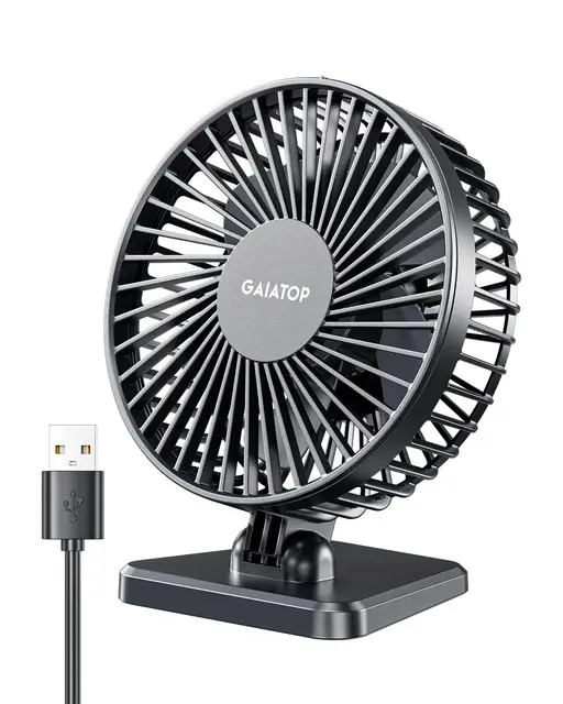 Gaiatop Ventilateur de bureau USB, petit mais puissant, personnel, portable, silencieux, 3 vitesses, mini ventilateur de bureau réglable pour le refroidissement de la maison, du bureau, de la voiture