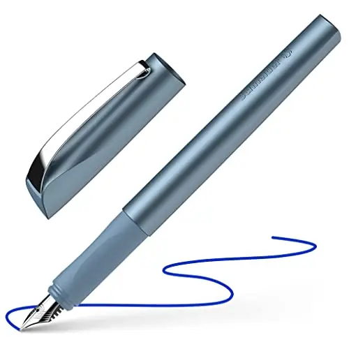 Schneider Ceod Shiny Stylo à plume (pour droitiers et gauchers, plume M, cartouche d'encre bleu royal incluse) bleu, Medium