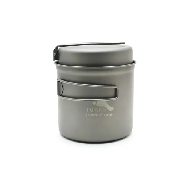 TOAKS Titanium 1100ml Pot with Pan Set de cuisine 2 pièces résistant à la corrosion et aux températures élevées sans arrière-goût métallique