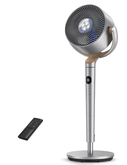 DREO 23dB ventilateur sur pied silencieux, portée de 24M, volume d'air 1200m³/h, turbo circulateur, hauteur de 102CM, 3 modes, 8 vitesses, oscillation omnidirectionnelle 120°+120°, PolyFan 502
