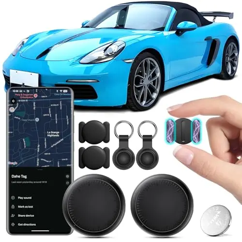 Traceur GPS pour véhicules, 2PCS Air Tracker Android Compatible avec Google Find Hub Localisateurs D’Objets Bluetooth Véhicule sans Abonnement, Magnétique Traceur caché Voiture pour Auto Moto (Noir)