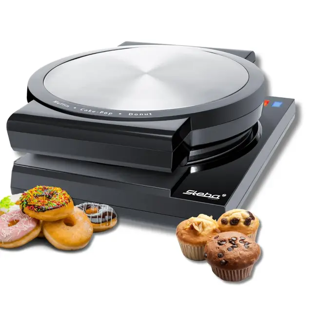 Steba Appareil électrique Cake Maker 3 en 1, 3 plaques antiadhésives pour cake pops, muffins et beignets, plaques facilement amovibles en appuyant sur un bouton, support pour cake pop et bâtonnets 800