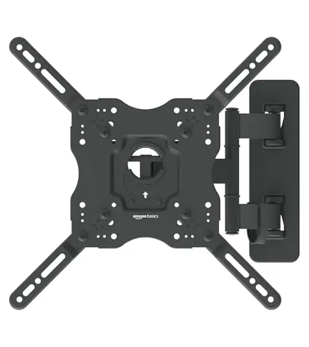 Amazon Basics Support Mural pour Téléviseur, Pivotant et Inclinable, pour Téléviseurs ou Écrans Plats et Incurvés 26 à 55 Pouces Jusqu’à 36kg, Support TV, VESA Max. 400x400mm, Noir