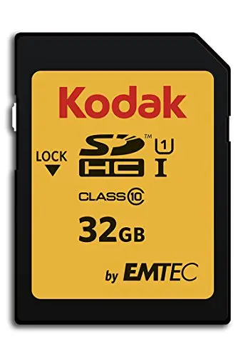 Kodak - Carte SD 32 Go UHS-I U1 V10 SDHC/XC - Carte Mémoire - Vitesse de Lecture 85MB/s Max - Vitesse d'Écriture 25MB/s Max - Stockage de Vidéos Full HD et de Photos Haute Définition - SD Card