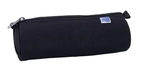 OXFORD Trousse Ronde Classique 1 Compartiment Capacité Dimensions 22X7X7 cm Fermeture Éclair Polyester Noir
