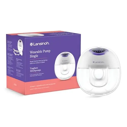 Lansinoh I Tire-lait Mains-libres Simple - Portable & Léger - Sans Fil, Liberté de Mouvement - Aspiration Réglable Modes & Niveaux - Sans BPA - Pour tirer son lait au travail, sorties & déplacements
