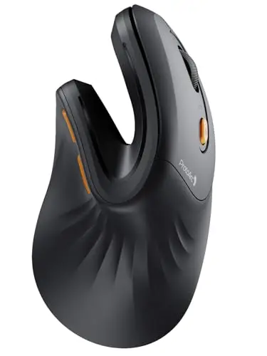 ProtoArc EM11 NL Souris Ergonomique sans Fil, Souris Verticale Rechargeable avec 3 Ports D'appareils (2*Bluetooth & USB), Mini Souris Silencieuse pour PC, iPad, Mac, Windows - Noir