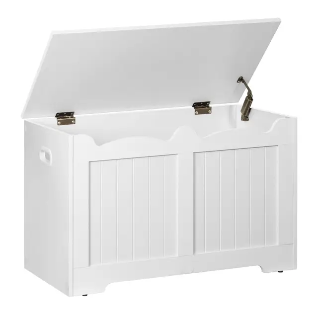 Hzuaneri Coffre de Rangement, Banc de Rangement, Banc à Chaussures,2 Charnières Stables, 40 x 76 x 48 cm, pour Entrée, Chambre, Salon, Blanc SB04403X