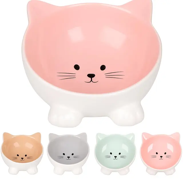 Flamingo Gamelle pour Chats Puzi Rose - Gamelle Antidérapante Multi-usages pour Animaux de Compagnie - 125ML - cermamique - La gamelle va au Lave-Vaisselle