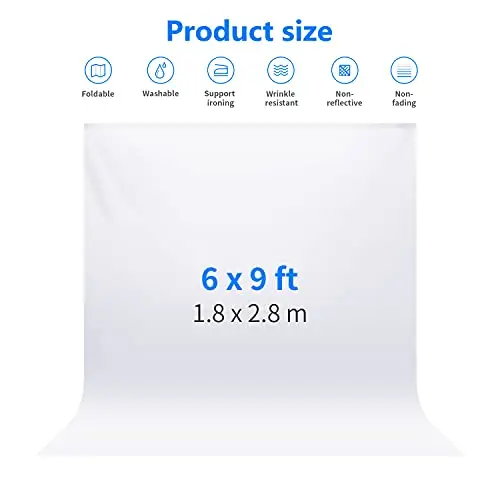 NEEWER 1,8 x 2,8 m Toile de fond pliable en polyester pur pour studio photo, photographie, vidéo et télévision (arrière-plan uniquement) - Blanc