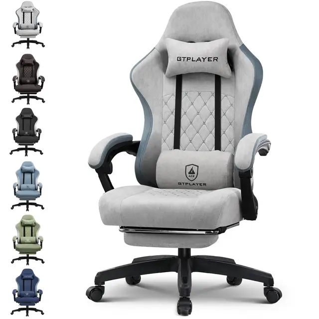 GTPLAYER Chaise de Gaming, Chaise de Bureau avec Coussin à Ressorts ensachés, accoudoirs et Repose-Pieds articulés, Chaise d'ordinateur Ergonomique à Dossier Haut, Supporte 150 kg