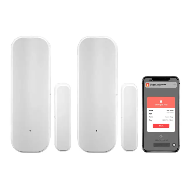 Capteur de Porte WiFi, capteur de fenêtre de Porte Tuya, Alarme en Temps réel de capteur de fenêtre Compatible avec Alexa Google, capteur de Contact Ouvert de Porte de sécurité à Domicile (2 Paquet)