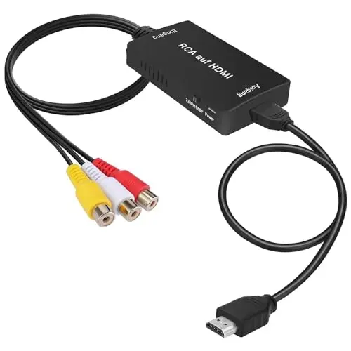 uhddadi Convertisseur AV vers HDMI,Composite vidéo Audio Konverter Adapter mit HDMI-Kabel für PS2/Xbox/SNES/ N64/ VHS/VCR Videorecorder DVD