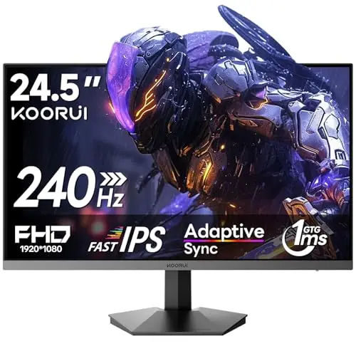 KOORUI Écran de Jeu 24,5 Pouces, écran Full HD 240 Hz, Dalle IPS Rapid 1920 x 1080, DisplayPort 1.4 et HDMI 2.0, câble HDMI 2.0, HDR400, Noir（2026）