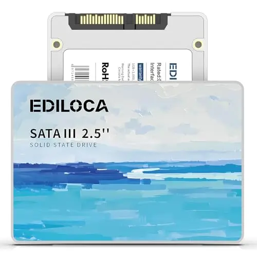 Ediloca ES580E Disque Dur Interne SSD SATA 1To 3D NAND 2,5" SATA III 6 Go/S, 360 TBW (téraoctets écrits) Jusqu'à 450 mo/s pour Ordinateur Portable et Ordinateur de Bureau