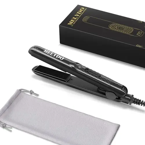 Mini Lisseur Cheveux Professionnel 2 en 1 - Fer à Lisser et Boucler Portable Voyage, Plaques Céramique 210°C Chauffage Rapide 30s, Idéal Cheveux Courts/Frange, Double Tension 100-240V