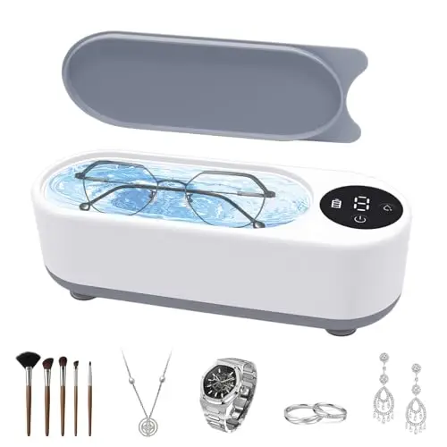 Ultraschallreinigungsgerät Brille, Ultraschallreiniger Brille, zum Reinigen von Brillen, Schmuck, Uhren, Uhrenarmbändern, Zahnbürsten und vielem mehr (Weiß)