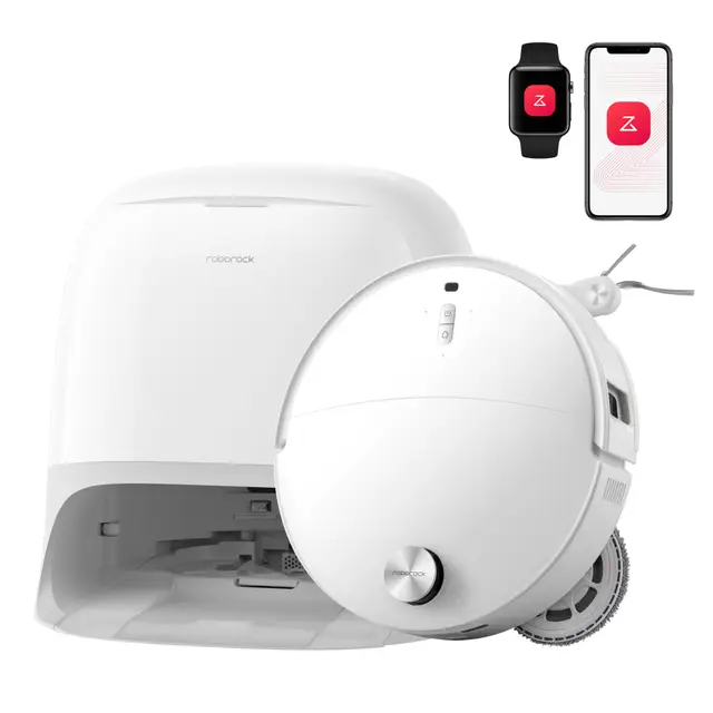 roborock Qrevo Curv 2 Pro Robot Aspirateur Laveur avec Station 3.0, 25000 Pa, Lavage à l'eau Chaude à 100 °C, Double Anti-enchevêtrements, Évitement d'obstacles et Navigation Améliorés, 7,98cm Mince
