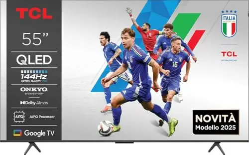 TCL 55P8K Téléviseur QLED 4K HDR UHD Smart Google TV (Dolby Vision & Atmos, 144 Hz Motion Clarity Pro, FreeSync, Onkyo 2.1, Commande vocale, Compatible avec Google Assistant, Google Cast)