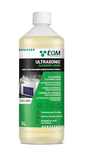 EQM Liquide Nettoyant Concentré pour Ultrasons – Adapté aux Métaux et à L’Acier – Idéal pour Bijoux, Lunettes, Argent et Prothèses dentaires