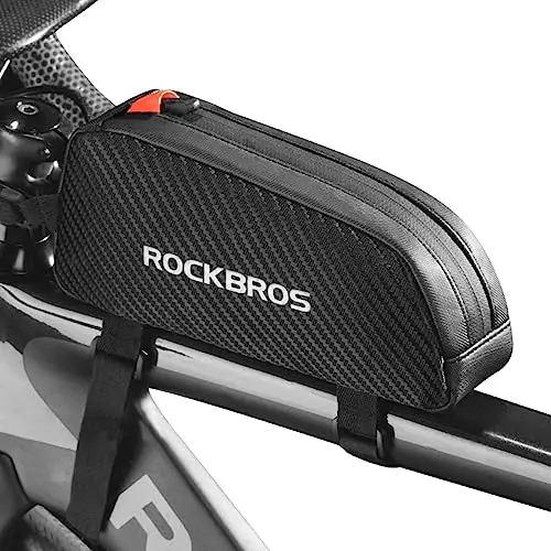 ROCKBROS Sacoche Cadre Vélo 1L/0,9L Sacoche Triangle Vélo Léger Mince Sac Avant VTT Gravel Résistant Compact Réfléchissant Cyclisme Scratch Découpable Portable Sangle Latérale Polyester