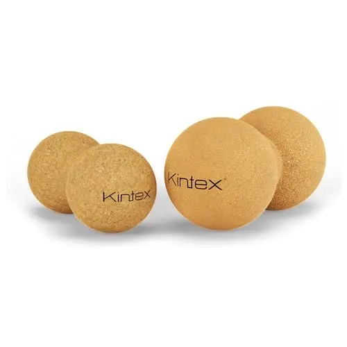 Kintex double balle de fascia en liège, 13,5 cm ou 16 cm, Duoball pour l'automassage, auto-massage, boule de fascia avec rainure circulaire pour la colonne vertébrale (6,5 x 13,5)