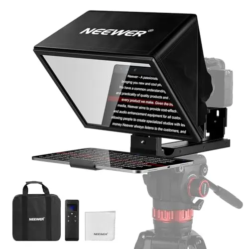 NEEWER BASICS X12B Téléprompteur Relevable en Alliage d'Alum 12" pour iPad, Tablette Téléphone DSLR, Non Assemblage, Contrôle App, Compatible avec iOS Android, Pro pour Enseignement et Flux en Direct
