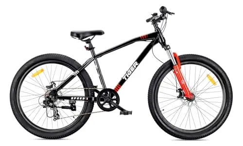sun baby Tiger Bike VTT 26 Pouces pour garçons et Hommes, Vélo Tout Terrain 26" - Cadre en Acier, 7/21 Vitesses, Freins à Disque, Amortisseur