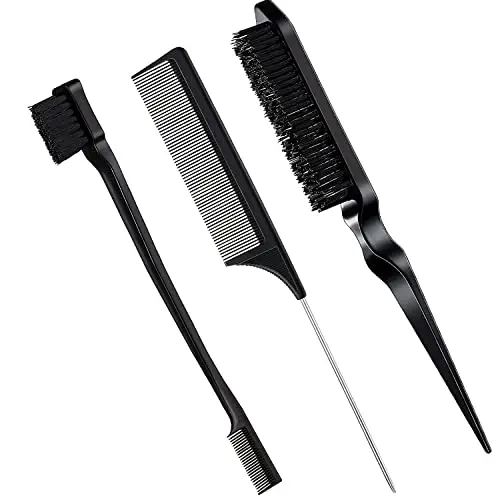 Peigne Baby Hair, 3 Pièces Baby Hair Brush Peigne Contour Brosse Pour Plaquer Les Cheveux Peigne Lissant Convient Aux Coiffeurs Professionnels, Femmes, Hommes, Enfants(Noir)