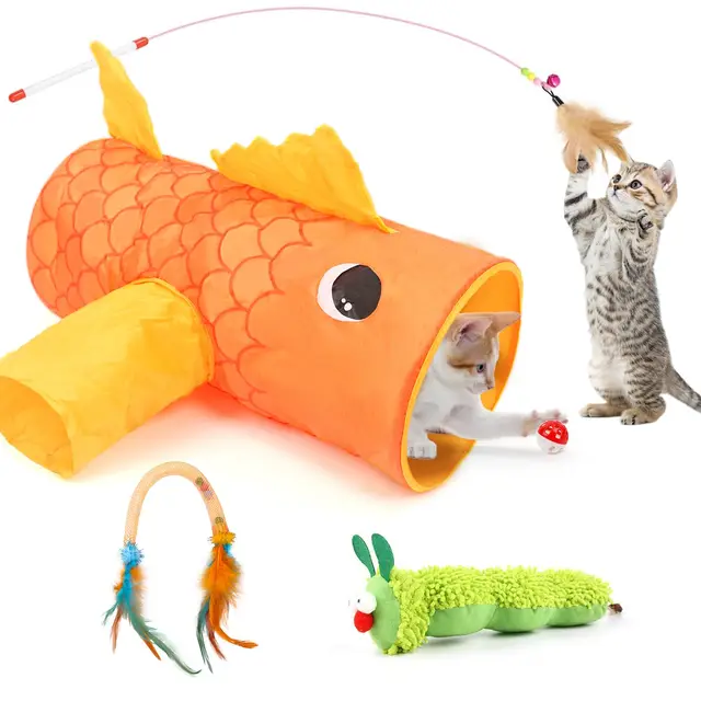 LZDMY Tunnel pour Chat Jeu, Jouet Ensemble pour Chat Interactif, Jeux pour Chaton et Lapin et Petit Chien Intérieur, Tunnel Pliable pour Chaton Idéal Habitats et Accessoires pour Petits Animaux