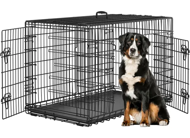 Yaheetech Cage pour Chien Pliable Caisse de Transport pour Chien en métal 122x71x78 cm Niche pour Chien Exterieur Interieur 2 Portes Verrouillables et Plateau Amovible Cage de Chiot